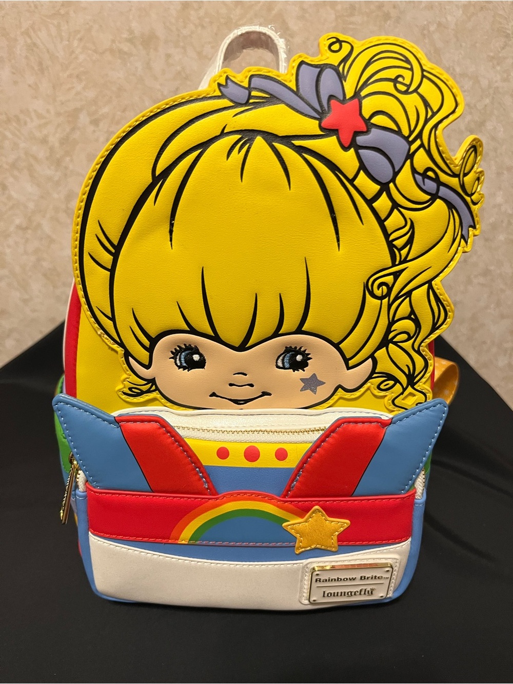 Loungefly Rainbow Brite Yellow Multicolor Mini Backpack with Star Accent